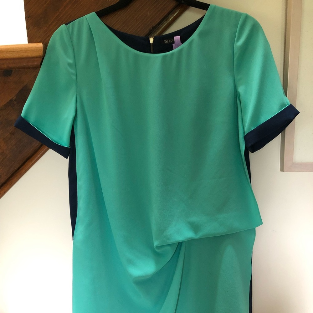 Colorblock Ruched Short Sleeve Dress